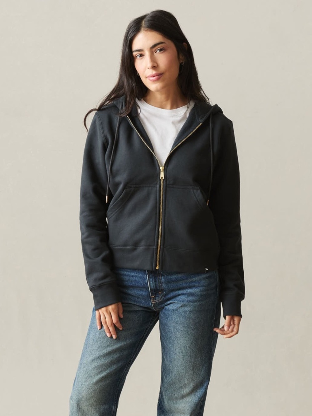 American Giant Women’s Relaxed Classic Full Zip Hoodie in Black Size Medium